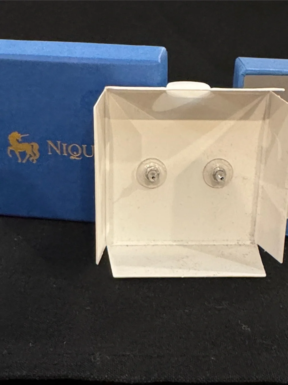 NIB Niquead Earrings with Clear and Champagne Crystals